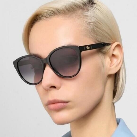 GUCCI GG0631S 001 round sunglass comes black frame with grey gradient lenses - Picture 1 of 12